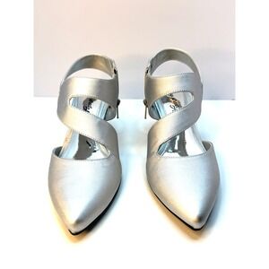Easy Street Women's Venue Pumps Heels Size 8.5M Silver Satin fairy cottagecore